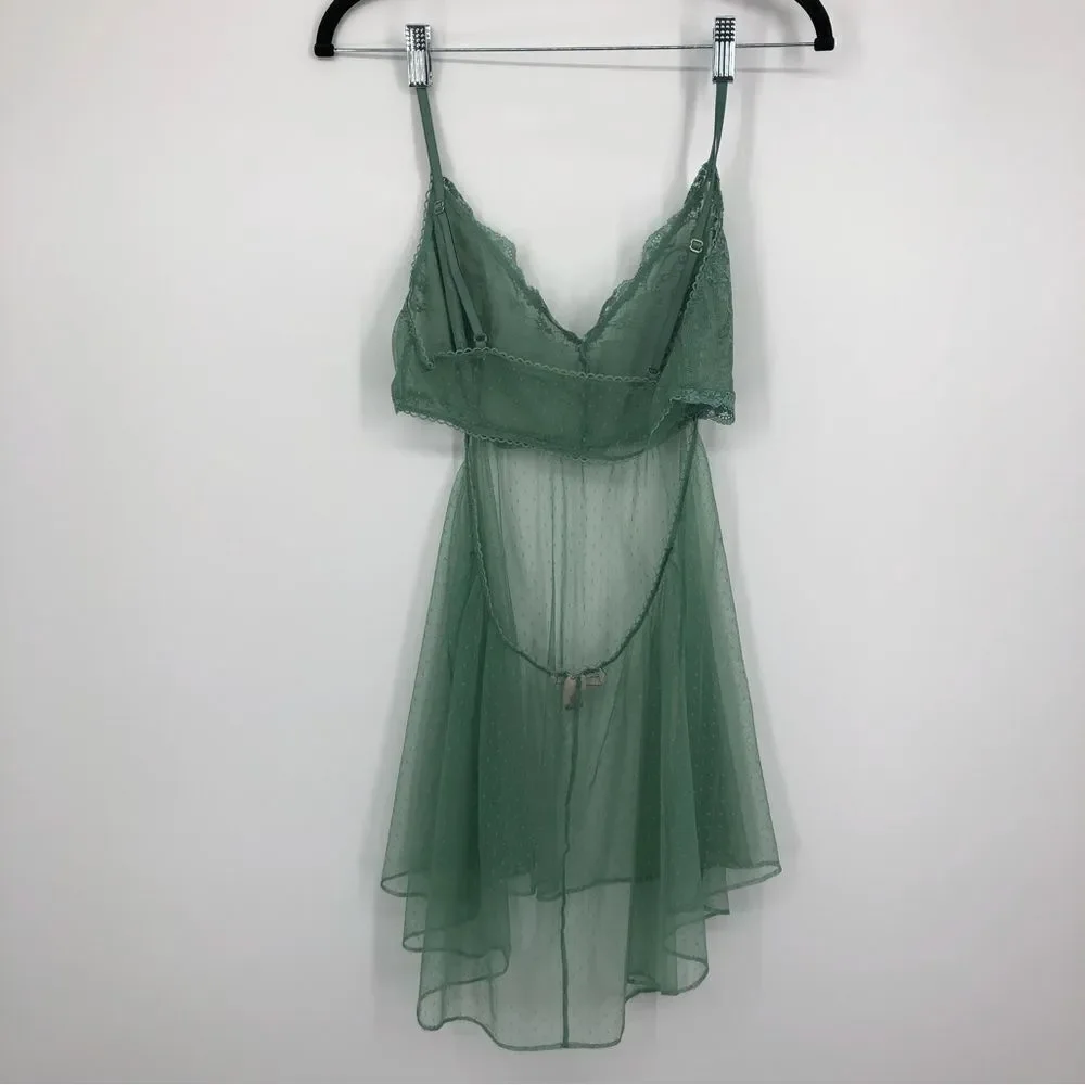 Victoria’s Secret Babydoll Womens M Green‎ Lacy Open Back Lingerie